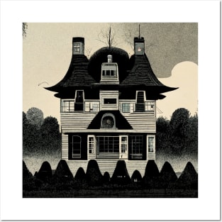 Iconic Amityville Horror House in vintage colors. Posters and Art